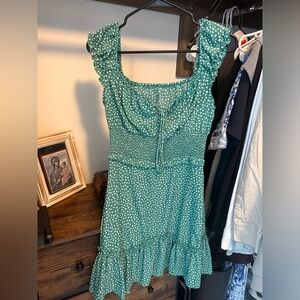 Summer Ruffle Dress Mini Green